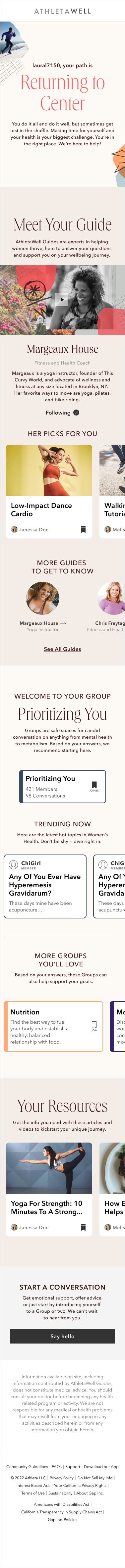 AthletaWell Mobile Quiz Results Page